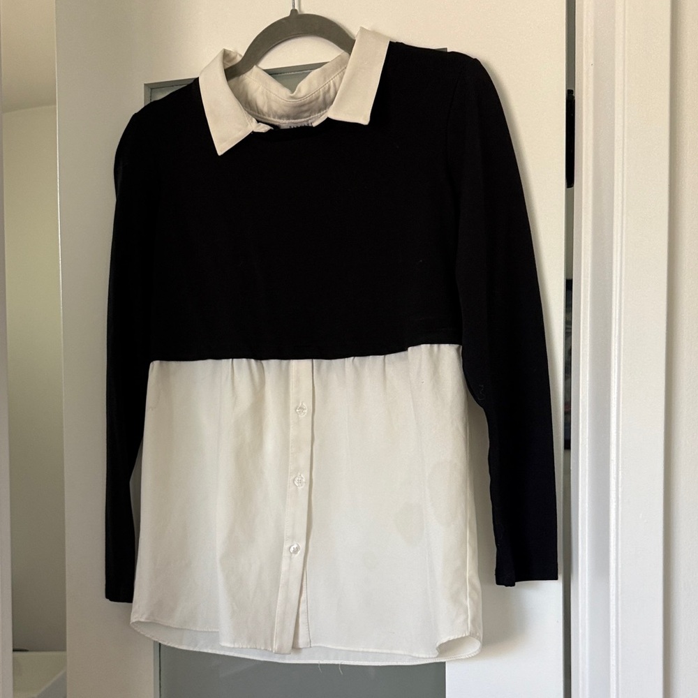 Barneys NY Black sweater/ White Button Down Shirt. Very Cher in clueless
